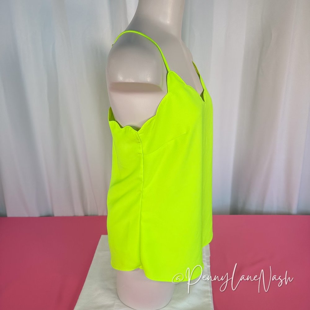 J Crew Scalloped Edge Cami Tank NEON Yellow/Green - Picture 6 of 8